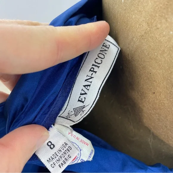 Vintage 90s Evan Royal Blue Accordion Pleat High Waist Full Flare Maxi Skirt - Picture 9 of 10